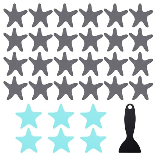 HDGSAFD 30 alfombrillas de ducha antideslizantes, 1 rascador, tiras de ducha antideslizantes, pegatinas de bañera antideslizantes, alfombrillas de goma autoadhesivas antideslizantes, parches de baño