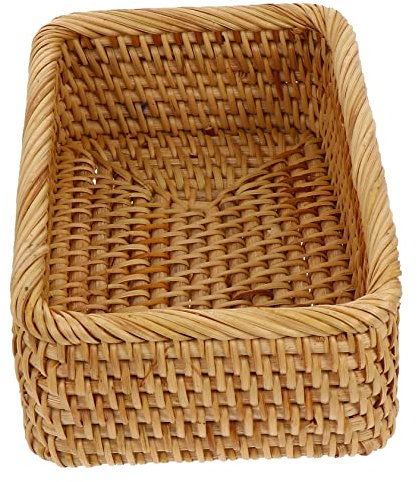 OFFSCH 1stück Rattan Aufbewahrungskorb Für Snacks Und Kleinigkeiten Handgewebter Organizer Für Schreibtisch Kompakt Für Obst Brot Und Mehr Dekorativ Und Funktional