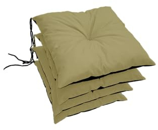Lot de 4 coussins de chaise imperméables et résistants aux UV - 40 x 40 x 6 cm - Pour chaises, bancs - Pour la maison et le jardin - Convient pour l'intérieur et l'extérieur - Beige
