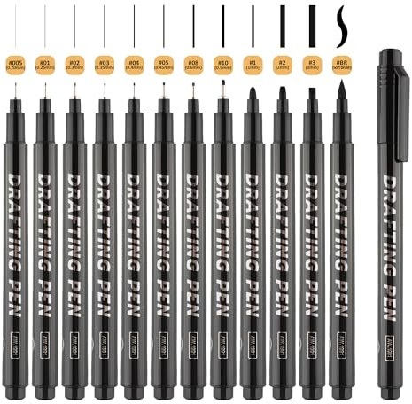 SMOOTHERPRO Fineliner Schwarz Stifte 12 Stück Wasserfest - Schwarz