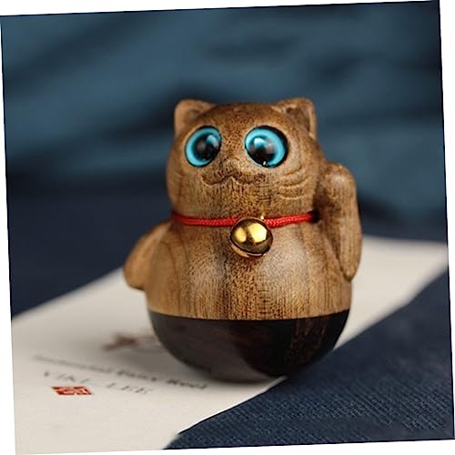 TOPBATHY Becher Glückskatze Mini-Maneki Becher Spielzeug Japanisches Spielzeug erornamente Figur hühner gieskanne Kinder er- Holz-Basteler Brown