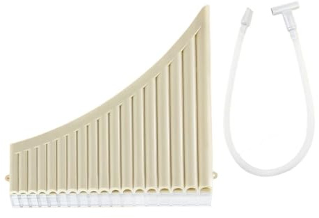 Panflöte aus Bambus 18-Rohr Beige/Braun Mit Blasrohren Für Anfänger In C Professionell Und Leicht Zu Lernen(Beige)