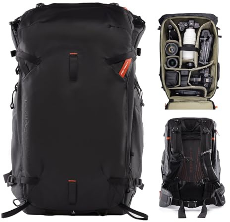 PGYTECH OnePro Focux 35L Rucksack Wasserdicht, Kamerarucksack für DSLR/SLR/Spiegellose Kameras/Objektive Stativ, Regenschutz Fotorucksack Wandern mit Laptopfach, Schwarz