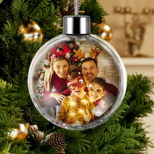 DPDP Personalisierte Weihnachtskugeln mit Foto -Weihnachtskugel Foto, Personalisierter Weihnachtsschmuck, Familie, Freunde und Verwandte