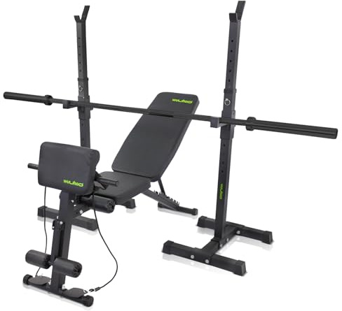 wuuhoo® Homegym-Set – Verstellbare Hantelbank, Langhantelständer & Hanteln für Standard und Olympische Maße Apex x Ramon x Roman