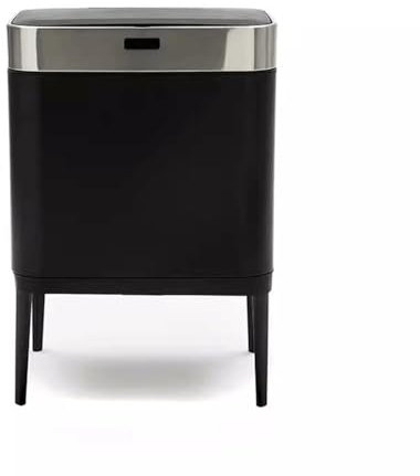 zhangrui1888 Bote de basura Sensor inteligente Bote de basura clasificado Cocina Gran capacidad Hogar Acero inoxidable Luz Oficina de lujo Sala de estar Pies altos Papelera(Negro)