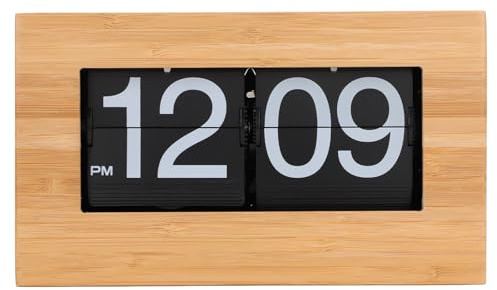 Flip Clock, Vintage Retro Large Number Flip Down Desk Table Clock Battery Powered Auto Flip Desk Flip Desk Clock Retro Digital Clock for Home Living Room Office, 8.46x2.83x4.84in
