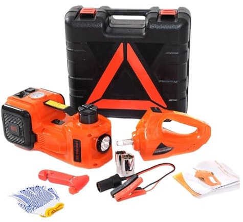 Wagenheber Elektro-Wagenheber-Set, 5 Tonnen hydraulischer Wagenheber mit aufblasbarer Pumpe, elektrischer Schraubenschlüssel, Hebemaschine, Luftpumpe hebebühne Auto(Orange Set)