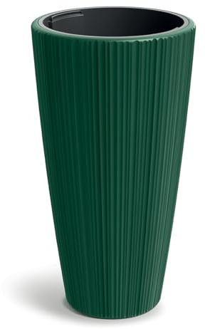 Tymar Blumentopf Gross mit Einsatz, Übertopf Hoch, Pflanzkübel, Blumenkübel aus Kunststoff_ORO (ø. 40 cm (H=73cm); Grün)
