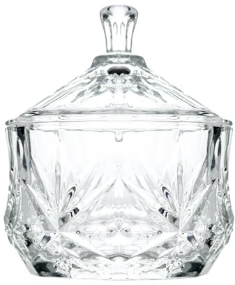 Iyulania Glass Salt Box with Lid, Decorative Spices Jar for Pepper, Kosher Salt, Sugar and Candies, Dishwasher Safe, 9 oz