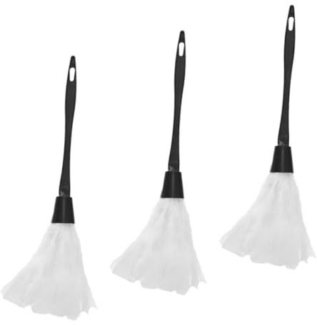 FRCOLOR 3piezas Herramienta Para Recoger Plumeros De Sirvienta Blanco Miniatura Accesorio De Plumero Para Limpieza Fiesta De Disfraces Cepillo Para Quitar Polvo Oficina o Decoración Navide