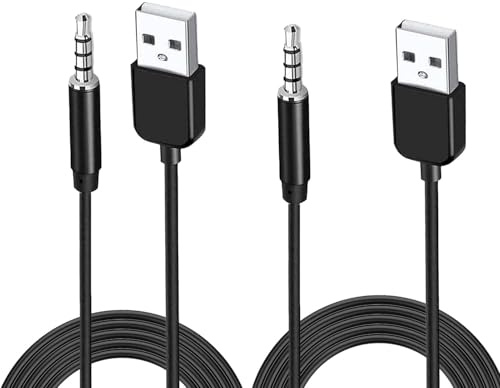 Lunpoem 2PCS 3.5mm Aux Audio Jack Cable Adapter to USB2.0 Male,3.28FT/1M USB to 3.5mm Audio Adapter Charge Cable to Headphone Jack Converter,USB to Audio Jack Adapter to Aux Adapter