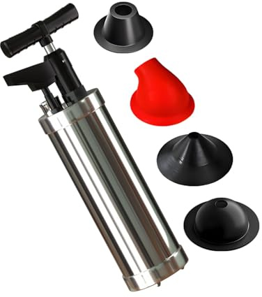 Qcesorib Abflussreiniger Pumpe mit Luftdruckanzeige, Hochdruck Abflussreiniger Pumpe, Toiletten Pömpel mit 4 Saugnäpfen, Pressluft Rohrreiniger, für Toilette, Waschbecken, Badewanne