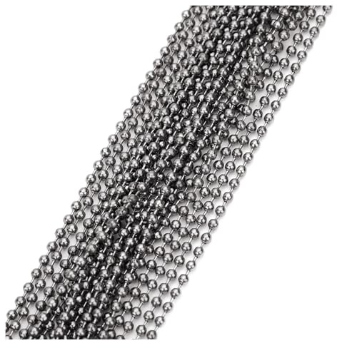 AMENGJ Catena a Palline Catene for collane di Braccialetti Color Oro e Argento da 10 m for la creazione Gioielli Fai Te(Black,2.4mm)