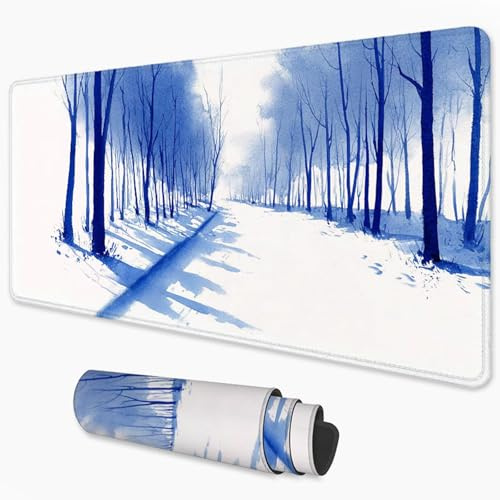 Alfombrilla Ratón Invierno Mouse Pad 500x250 mm, Grande Alfombrilla Gaming Árbol con Superficie Especial Que Mejora la Velocidad y la precisión, Mousepad Impermeable para Gamers, PC y Portátil 3Y-914