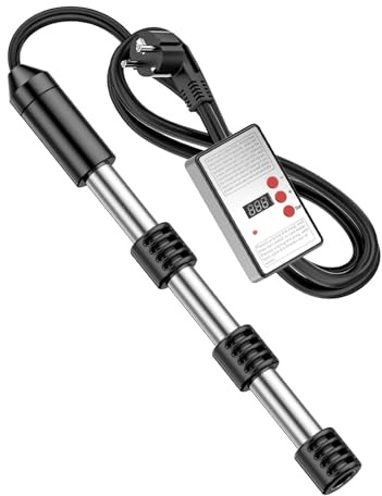 Electric Immersion Heater 2500W, Submersible Water Heater with Digital Temperature Display & Auto Power Off, Stainless Steel Safety Guard for Fast Heating at Home and Industrial Use