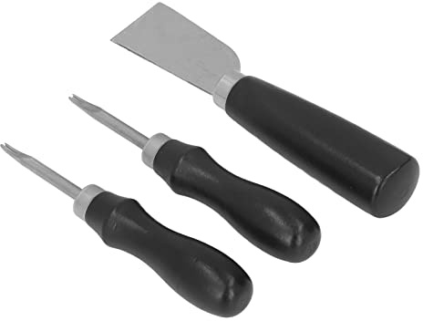 RASTKY Práctico Cuchillo para Cortar Cuero, de Sándalo, Bordes Incisivos, Biselador de Acero Ligero para Recortadora de Cuero, 1 Cuchillo Negro, Amantes de las Manualidades, Acero/sándalo/2 Piezas