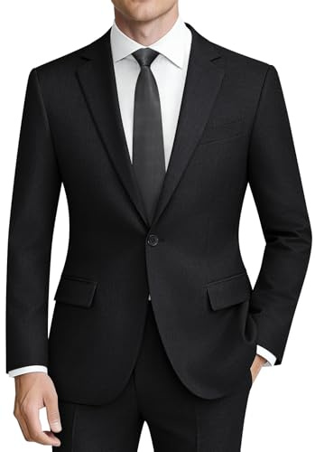 Mens Suits 2 Piece Slim Fit Business Casual ONE Button Black
