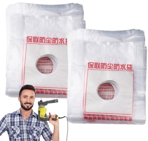 Collecteur Poussière Perceuse - Récupérateur Poussières | Cache-Poussière | Sac Perceuse Murale Pour Scie Cloche, Dispositif Antipoussière Pour Perforateur, 100 Sacs PE Renforcés Pour Maison Jardin Br