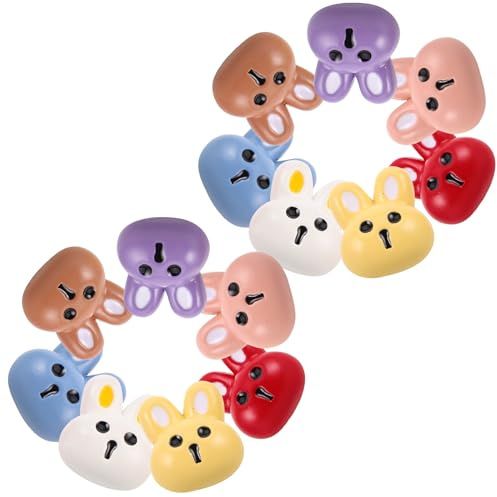 POPETPOP 14pcs Stylish Plastic Bunny Buttons Cute Rabbit Shaped Versatile Fastening Assorted Color for Sweaters Coats DIY Sewing Craft Supplies