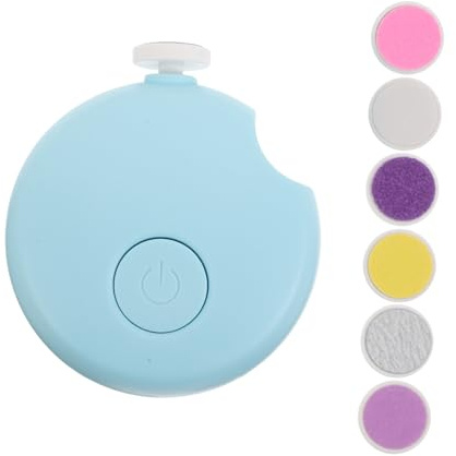 Trimmer Elettrico per Unghie Bebè 6 in 1 Blu Plastico | Testine di Molatura e Limatura Incluse, per Neonati e Bambini, Uso Domestico e Viaggio