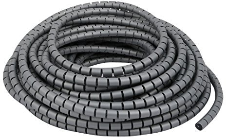 Aexit Cavo avvolgente a spirale flessibile con diametro 10 mm, avvolge filo grigio 15 metri con clip ID: 942443