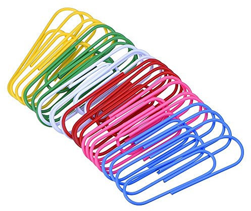 GCA 10 cm große Büroklammern, 25 Stück Jumbo-Büroklammern, vinylbeschichtet, riesige Büroklammern für Akten, Papiere, Lesezeichen, Bürobedarf, mehrfarbig, 10 cm