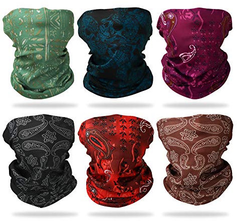 GUIFIER 6 Stück Nahtlose Bandanas Gesicht Maske Stirnband Schal Tücher,Multifunktionale Kopfbedeckung,Headwrap Bandana Kopftuch Wickeln Haarband,Schaltuch Bandana Maske Halstuch Kopftuch UV Widerstand