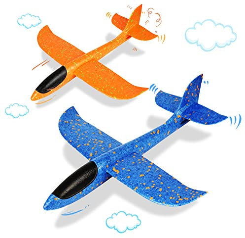 VCOSTORE Styroporflieger Flugzeug- 2 Stück Spielzeug Groß Segelflugzeug Wurfgleiter Flieger Styropor für Kinder
