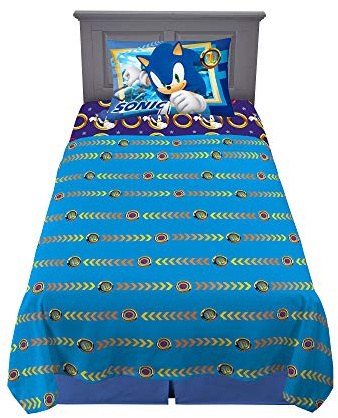Franco Kids Bedding Super Soft Microfiber Sheet Set, Twin, Sonic The Hedgehog, Anime