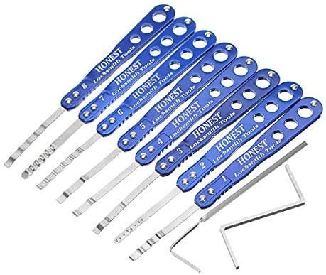 TPM Go 8 x Schnellöffnungswerkzeug mit 2 Spannwerkzeugen und gewelltem Einzelhaken für Strongbox-Schloss