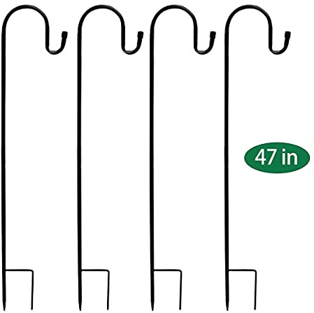 Abbcoert 120 cm Set mit 4 Eisen-Schäferhaken, Metall, Gartenpfähle, Schäferhund,