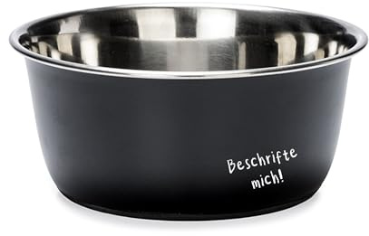 Karlie Beschreibbarer Napf, Hundenäpfe, Edelstahl, Schwarz, 950 ml, Durchm.11-15 cm
