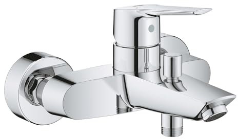 GROHE Start, Badewannenarmatur mit Werkzeug (Duscharmatur für Badewanne, Auto-Umstellung Wanne/Brause, integriertes Rücklaufventil, Metallhebel, S-Anschlüsse, Mischbatterie), chrom, 24206002