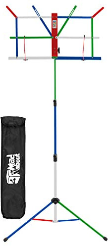 Mad About MA-MS06 Zusammenklappbarer Notenständer, - Leicht zusammenklappbarer tragbarer Notenständer mit Tragetasche - Mehrfarbig