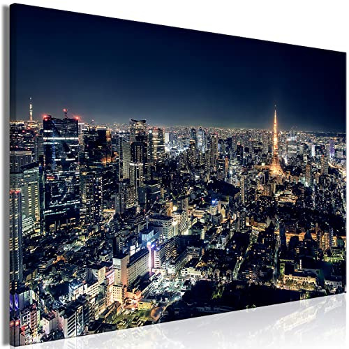B&D XXL - Leinwandbild Architektur Nacht Gebäude, 120x80 cm, 1-teilig | Hochwertige Leinwand, sofort aufhängbar, ideal fürs Wohn- oder Schlafzimmer, wasserfest und lichtecht, langlebig, stilvoll