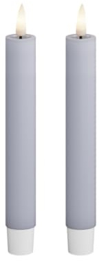 Deluxe Homeart Flammenlose LED-Stabkerze für den Innenbereich, 2er-Set – mit echter Flame™-Technologie – batteriebetriebene Kerzen (15 cm, staubblau)