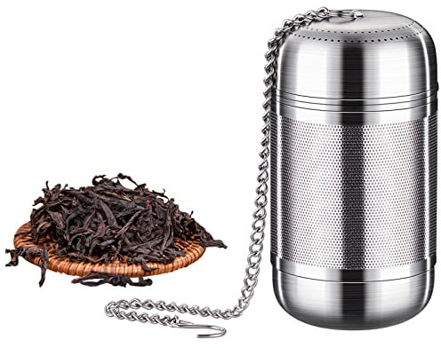 Teesieb, wiederverwendbares Edelstahl-Tee-Ei, Kräuter-Teekanne mit Deckel-Kettenhaken, Netz-Teefilter für lose Blätter, Kräutertee, Tassen, Teekannen, Gewürze(size:5x8,5cm)