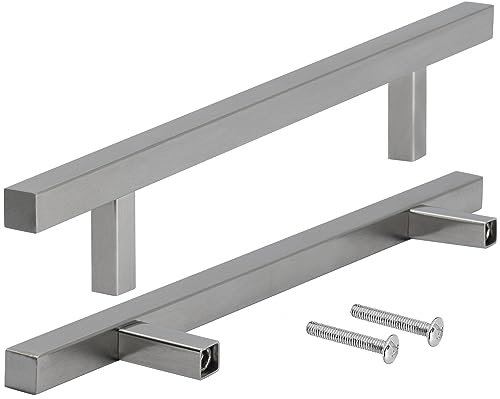 Stahlia Möbelgriffe Edelstahl 256 mm Bohrlochabstand Schrankgriffe silber (5 Stück) Küchengriffe 10x10mm Schubladengriffe Handgriff Relinggriff Stangengriff