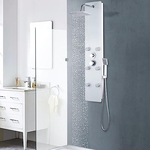 TEKEET Sanitär-Duschpaneel, Glas, 25 x 44,6 x 130 cm, Weiß