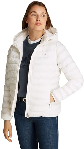 Tommy Hilfiger dam Lw vadderad global randig jacka, Forntida vit, 3XL stor