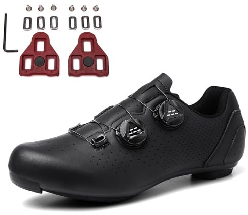 PENXZT Herren Damen Fahrradschuhe Rennradschuhe Kompatible mit Peloton Look SPD SPD-SL Delta Lock Pedal Reitschuhe, Rennrad Schuhe Entsperren Schuhe,Schwarz,45 EU
