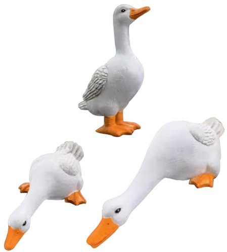 Hilai Estatua de jardín, Adornos de Pato, Estatua de Pato de Resina 3pcs, decoración Realista del jardín de Patos, Figure de Pato Divertida, Adornos de jardín para el Estanque de paisajes Micro Musgo