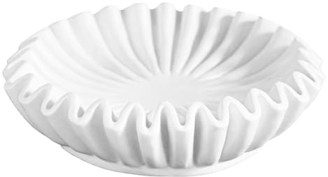 Ciotola Con Volant In Marmo, Ciotola Con Fiori Con Volant Decorativa In Pietra, Ciotole Con Volant Bianche Alla Moda Rustiche Ed Eleganti In Resina Sintetica, Ciotola Con Volant Per Decorazioni