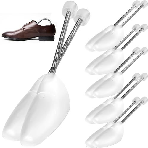 My-goodbuy24 6 Paar Schuhspanner variabel Größe 38-44, Schuhformer aus Kunststoff mit Metall-Spiralfeder, Schuhstrecker, Schuhformer für Herren & Frauen (Weiß)