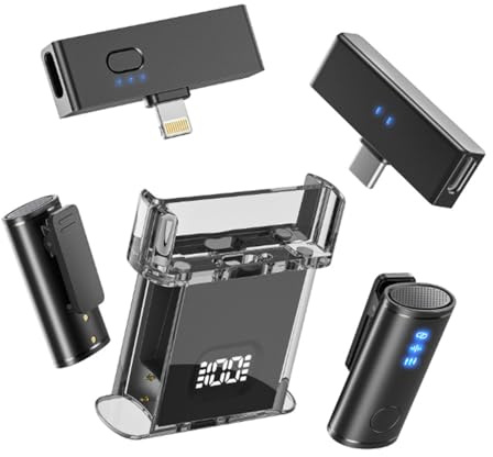 H.May Microphone de Lavalier sans Fil pour iPhone et Android, Mini-Microphone de Lavalier à Pince avec étui de Chargement, pour l'enregistrement vidéo, la Diffusion en Direct, etc.