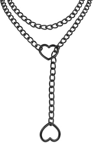MILAKOO Slip Chain Choker Damen Kette Lang Schlupfkette Necklace Emo Halskette Punk Gothic Y-förmige Einstellbar Doppelschicht Lariat Y-Halskette 130cm/51.2in