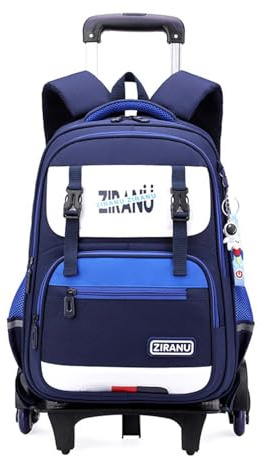 Yumenam Schulrucksack Trolley für Jungen Mädchen Rucksack mit Rollen Reflektierender Schulranzen Jungen Teenager Wasserdicht Schulranzen Rucksack Daypacks Groß Backpack