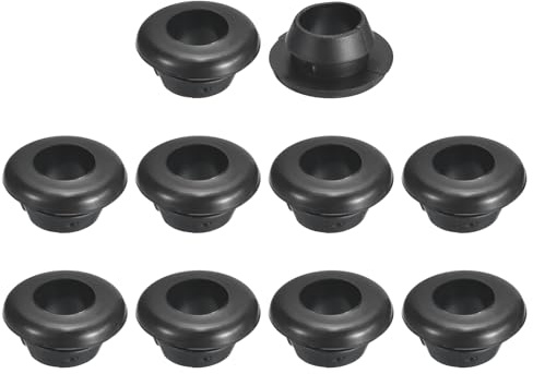 sourcing map 50 Pcs Rubber Grommets, 8mm ID 10mm Drill Hole Double Sided Hollow Firewall Hole Plugs Round Electrical Wiring Gasket, Black