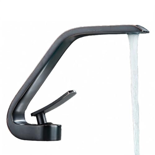 Wasserhahn Bad Waschtischarmatur Retro Antik Stil Messing Einhebel Mischbatterie Waschbecken Armatur, Badarmatur Waschtischbatterie Badezimmer, Schwarz